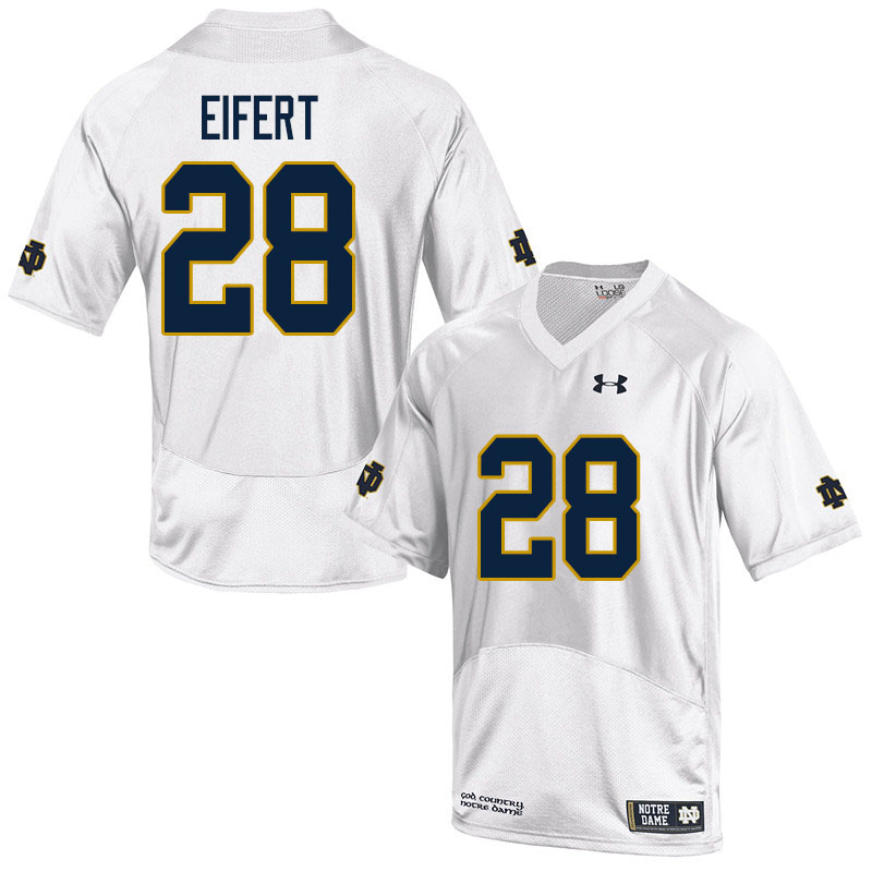 Men's NCAA Notre Dame Fighting Irish #28 Griffin Eifert Stitched College Under Armour Authentic White Football Jersey SL10F07ST